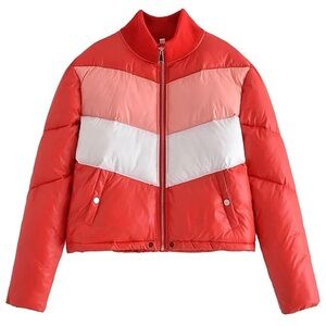 Cropped Colorblock Women's Puffer Jacket